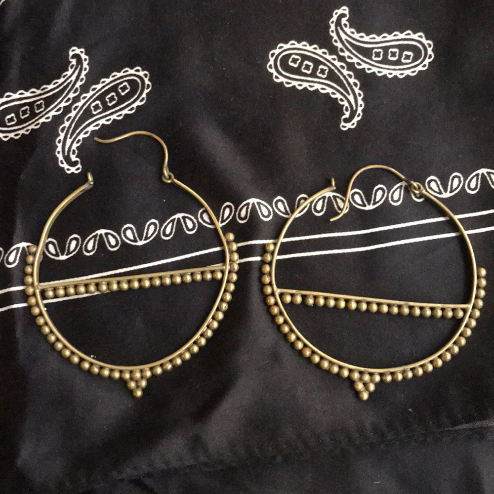 Brass Tribal Style Hoops